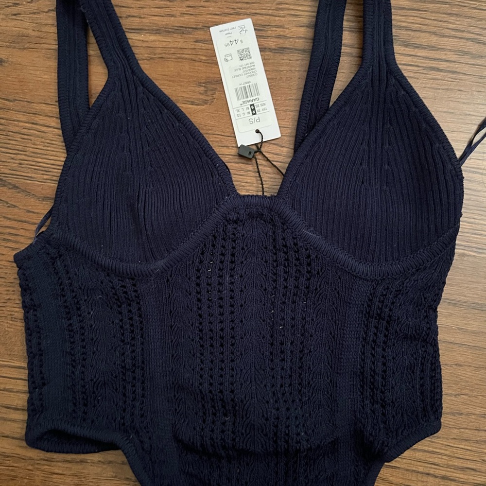 Garage Blue Ribbed Bralette